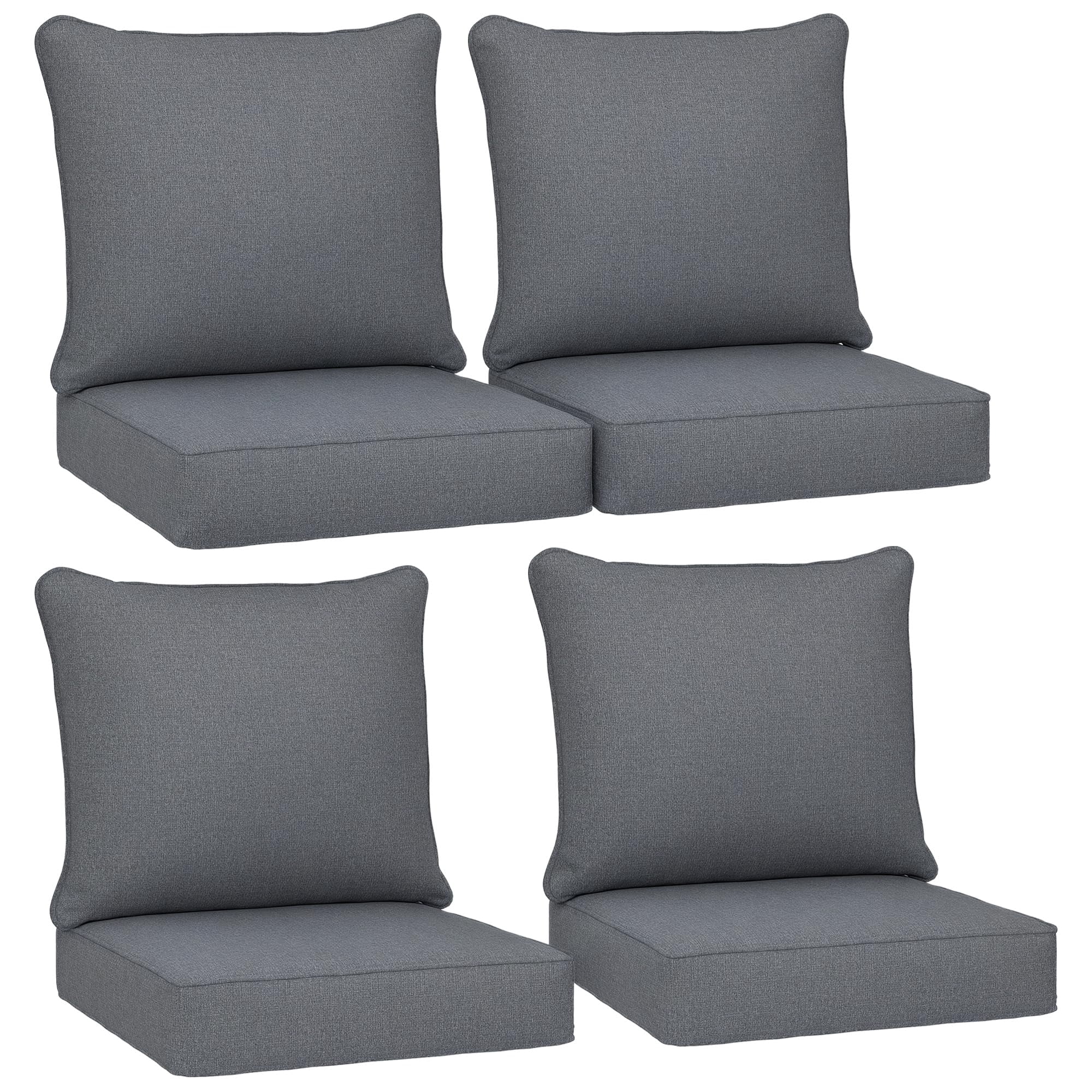 Juego De 4 Cojines Para Silla De Exterior Outsunny Gris 61 X 61 Cm