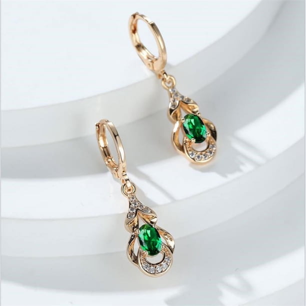 Women's Elegant Zircon Drop Earrings 18K Gold Plated Ear Jewelry Banquet Dinner Decor For Women Girls