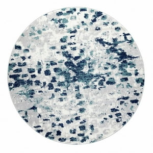 Modalfo - Alfombra Redonda Florida Azul 160 X 160 Cm