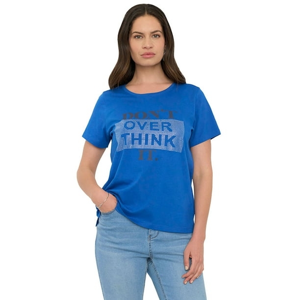 Polera Mujer M/C Focal Print Azul Corona
