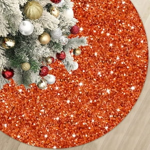 Falda De Árbol De Navidad Modfuns Naranja Con Lentejuelas De 53 Cm De Terciopelo