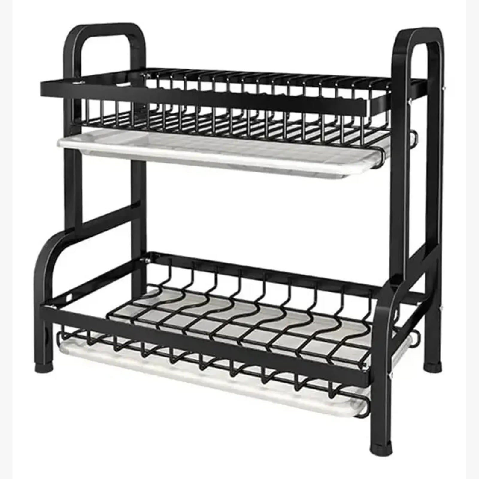 Genérico - Secador Escurridor De Platos 2 Niveles Color Negro Metalico