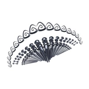 Magideal - 54X Kit De Estiramiento De Calibre De Oído Multicolor, Kit De Tapones De Calibre De Oído De Estiramiento, De Expansores De Calibre De Oído, Esti , Negro