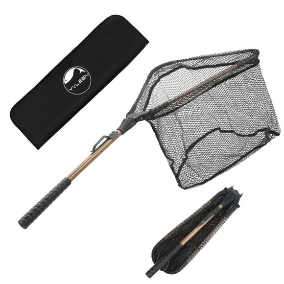 Red de pesca YVLEEN, aro plegable de nailon para desembarcar peces, 40 cm