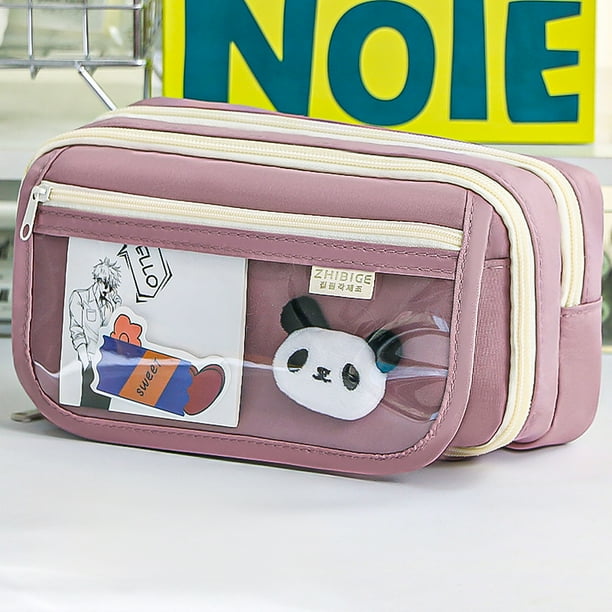 Clear Pencil Pouch Itabag Pencil Case Clutch Pen Bag Mesh Compartment for Teenager Students,Office,School