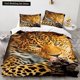 thumbnail image 1 of Leopard Duvet Cover Size Brown Cheetah Bedding Set for Kids Teens Adults Wild Animal Polyester Comforter Cover Bed Sheets, 1 of 5