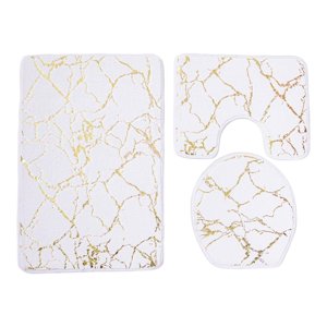 Magideal - Juego De Alfombrillas De Baño De 3 Uds., Decoración Lavable Antideslizante, Alfombrilla De Baño, Alfombrilla De Contorno Transpirable, Alfombrilla De Blanco