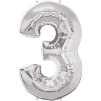 Globo Qualatex Número Tres Plata 86 Cm