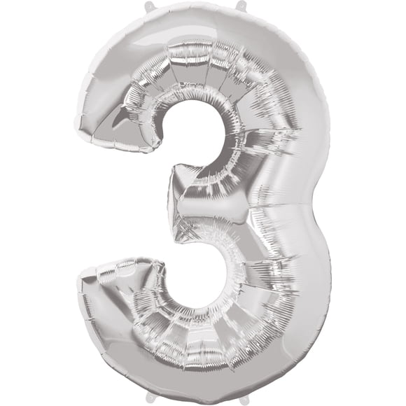 Globo Qualatex Número Tres Plata 86 cm