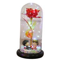Bothyi - Flor Artificial De Lujo Con Cubierta De Vidrio Hecha A Mano Para Mamá, Mujer, Esposa, Decoración Roja