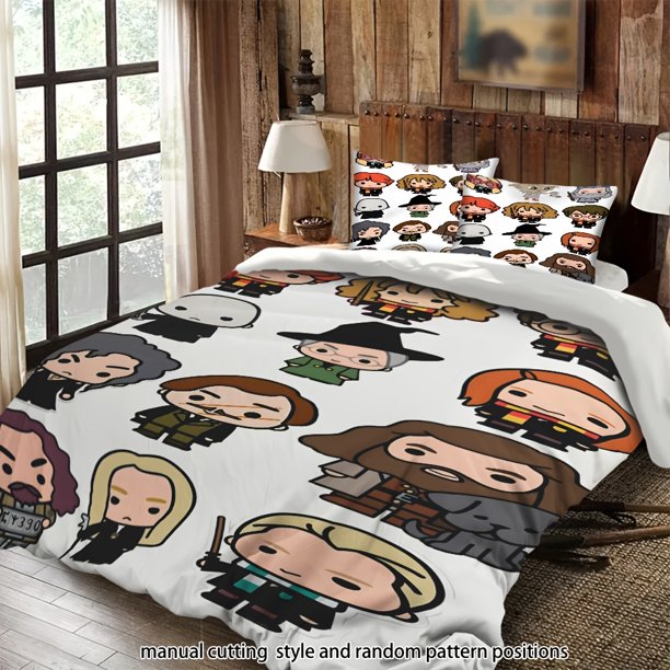 Bedding Cartoon Character Stickers Harry Potter Theme All-Season Machine Washable Includes Pillowcases Suitable for Bedroom Guest Room Dormitory Holiday Decor I