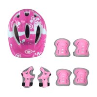 Magideal - Kit De 7 Cascos De Bicicleta Para Niños, Rodilleras, Coderas Y Muñequeras, Accesorios Para Sombrero, Casco De Patinaje Para Niños, Monopatín Para Exte Rosa