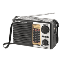 Genérico - Radio Solar Portátil Multifuncional | 3 Bandas Am/Fm/Sw Negro