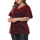 thumbnail image 4 of Agnes Orinda Blusas de Mujer Tallas Grandes Cuello en V Metálico Manga Corta Camiseta Tops de Fiesta 3X Burdeos, 4 of 6