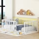 thumbnail image 1 of Twin Size Metal Floor Bed Frame with Fence and Door, White, 1 of 3