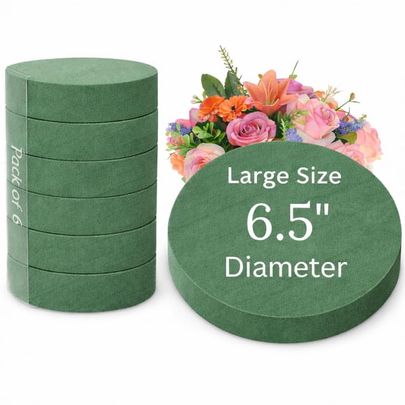 Bloques Redondos de Espuma Floral FLOFARE Paquete de 6 de 16.5 cm