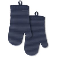 Juego De 2 Guantes De Cocina Kitchenaid De Silicona Suave Acanalada, Color Azul