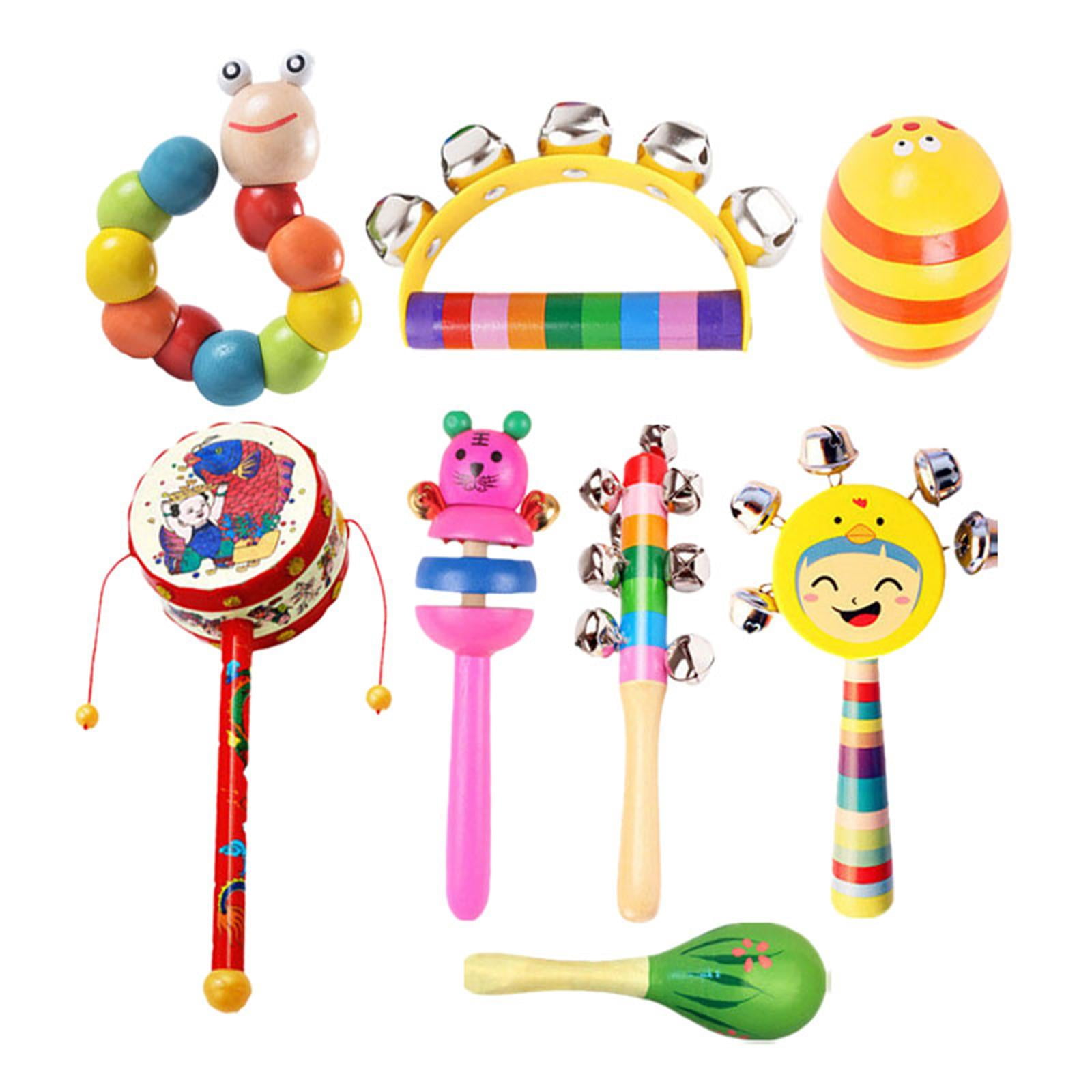 Magideal - 8x Sonajero De Madera Para Bebé, Instrumento De Percusión Para Niños, Juego De Instrumentos Musicales Para Niños, Vacaciones Infantiles, Niños, Niñas