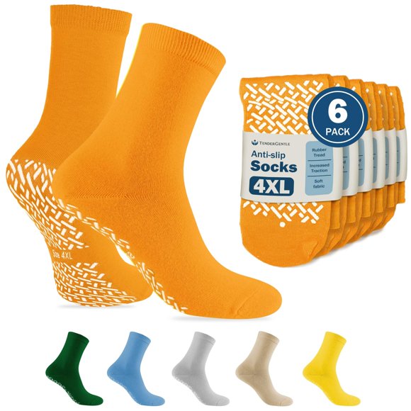 Calcetines TenderGentle 4XL Naranja Pack de 6 pares con agarre