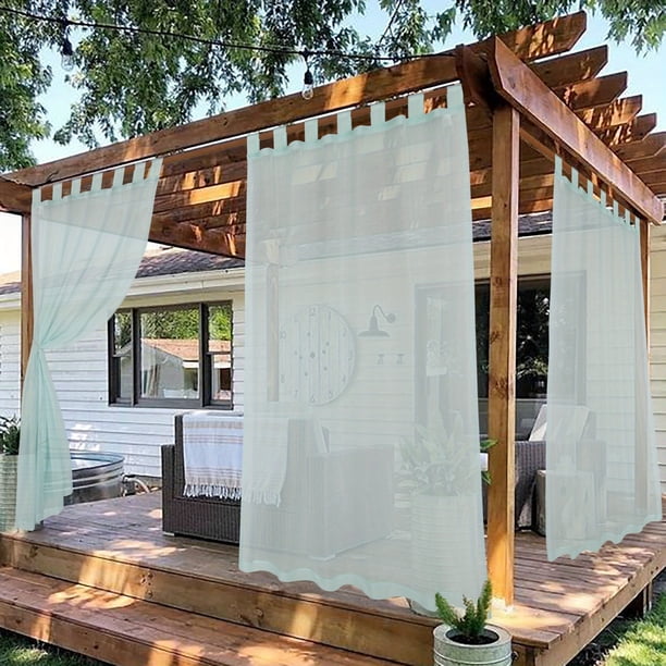 Enhance Your Outdoor Living Space with 1pc Waterproof Tab Top Sheer Curtain - Lightweight, Sun-Protective and Beautifully Designed for Bedroom, Living Room, Patio, Porch, Pergola, Cabana Decor