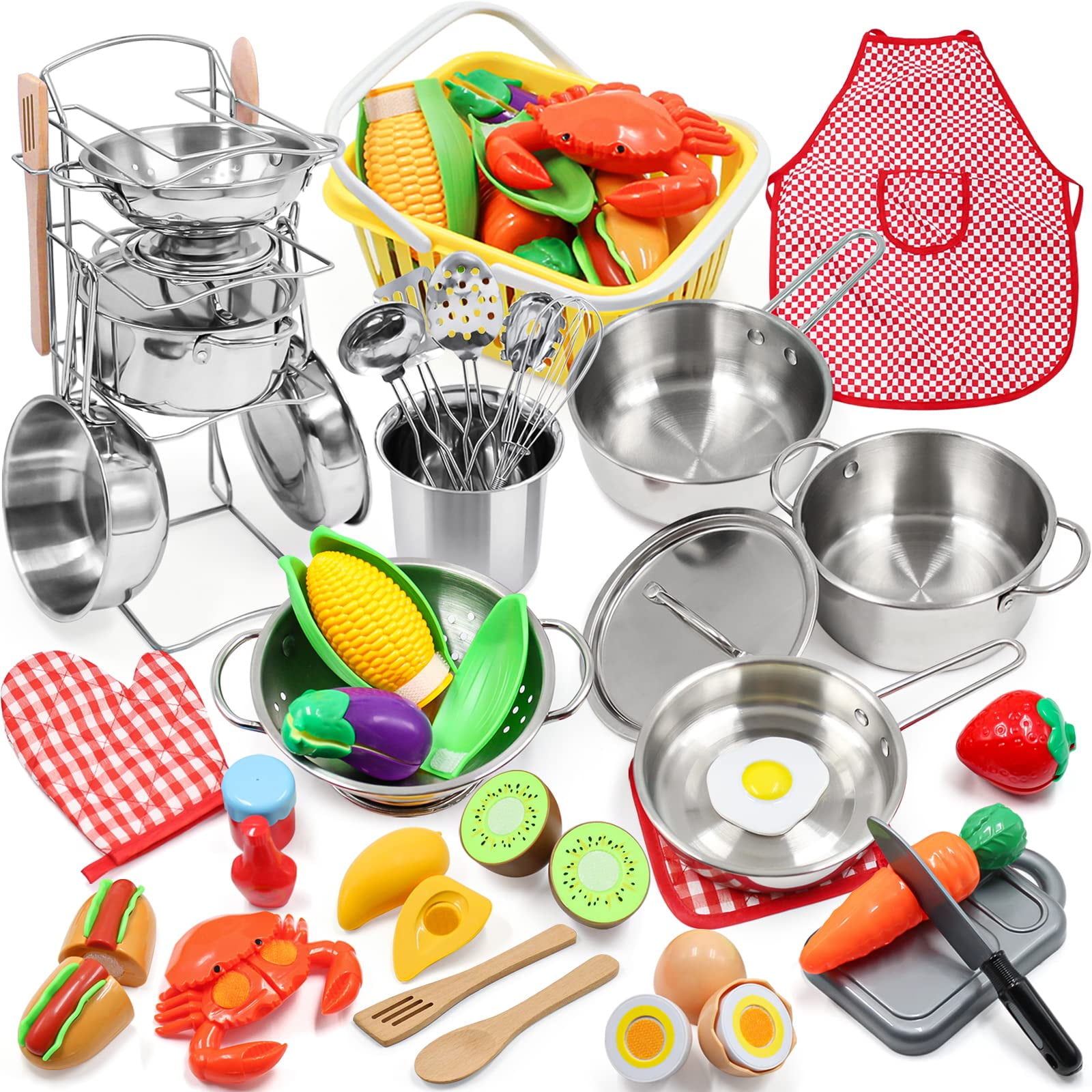 Juego De Juguetes De Cocina Pretend Play Peainbox Con 32 Artículos Para Niños