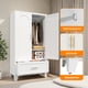 thumbnail image 2 of 60" Tall Metal Wardrobe Cabinet with 1 Drawer and Hanging Rod, 2 Doors Wardrobe Closet with Shelf for Bedroom, Office, Laundry Room,Entryway ,Foyer,Guesthouse (White), 2 of 3
