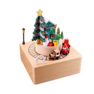 Magideal - Cajas Musicales De Madera Navideñas Clásicas Con Muñecas Giratorias Hechas A Mano Para Amigos Y Niños Decoración Del Hogar De Año Nuevo De San Tren
