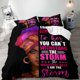 thumbnail image 1 of 3PCS Sexy Black Girl Duvet Cover Queen Set Pink Bag High Heels Get Naked Inspirational Quotes African American Bedding Set, 1 of 5