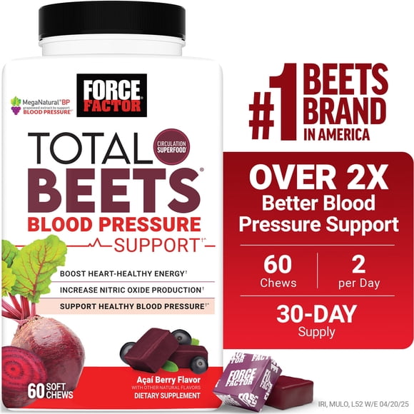 Suplemento Force Factor Total Beets 60 Gomas Acai Presión