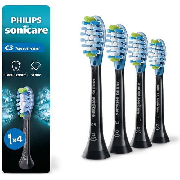 Philips Sonicare C3 Two-in-One Brush Heads, 4 Pack, 1 Year Supply