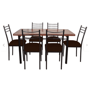 Recutex - Comedor Metal Madera Ranco 6 Sillas Chocolate