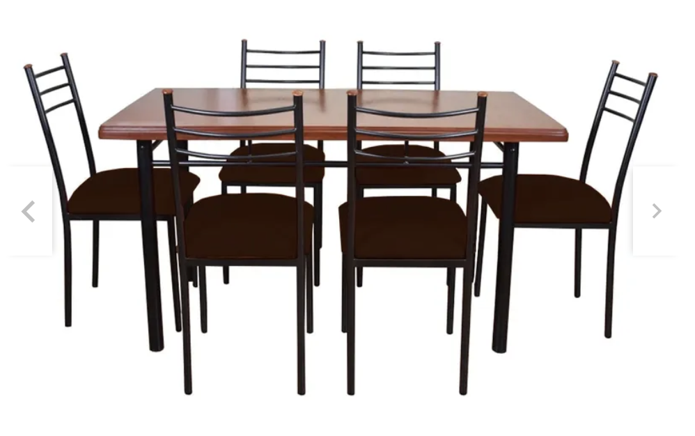 Recutex - Comedor Metal Madera Ranco 6 Sillas Chocolate