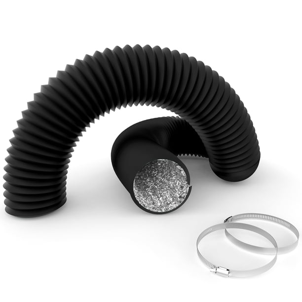 Manguera de ventilación para secadora iPower de 4 pulgadas y 8 pies con conductos de aluminio, color negro
