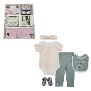 Kivara - Set Bebe Ajuar Recien Nacido En Caja Regalo 5 Piezas Niña Multicolor 0-3 Meses