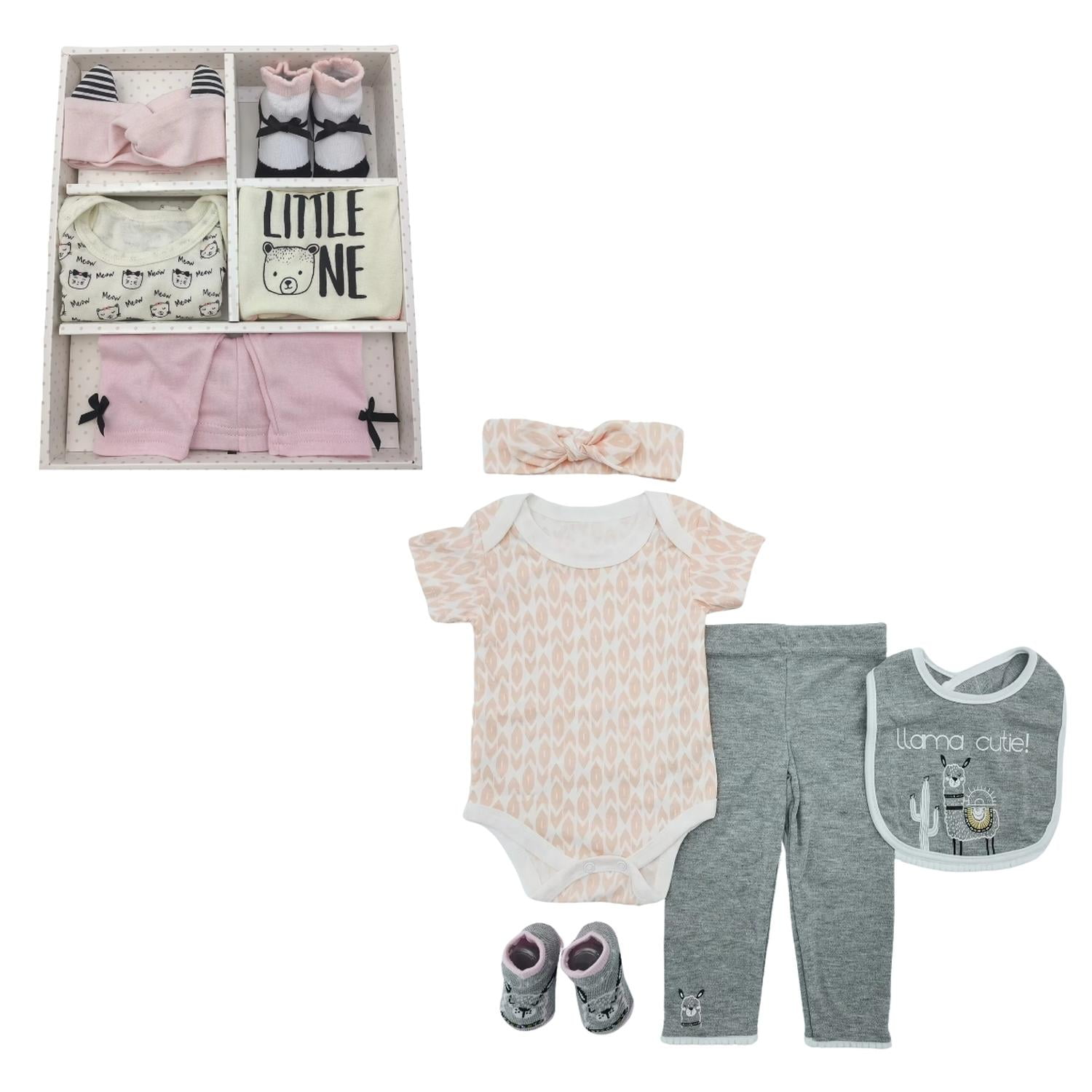 Kivara - Set Bebe Ajuar Recien Nacido En Caja Regalo 5 Piezas Niña Multicolor 0-3 Meses