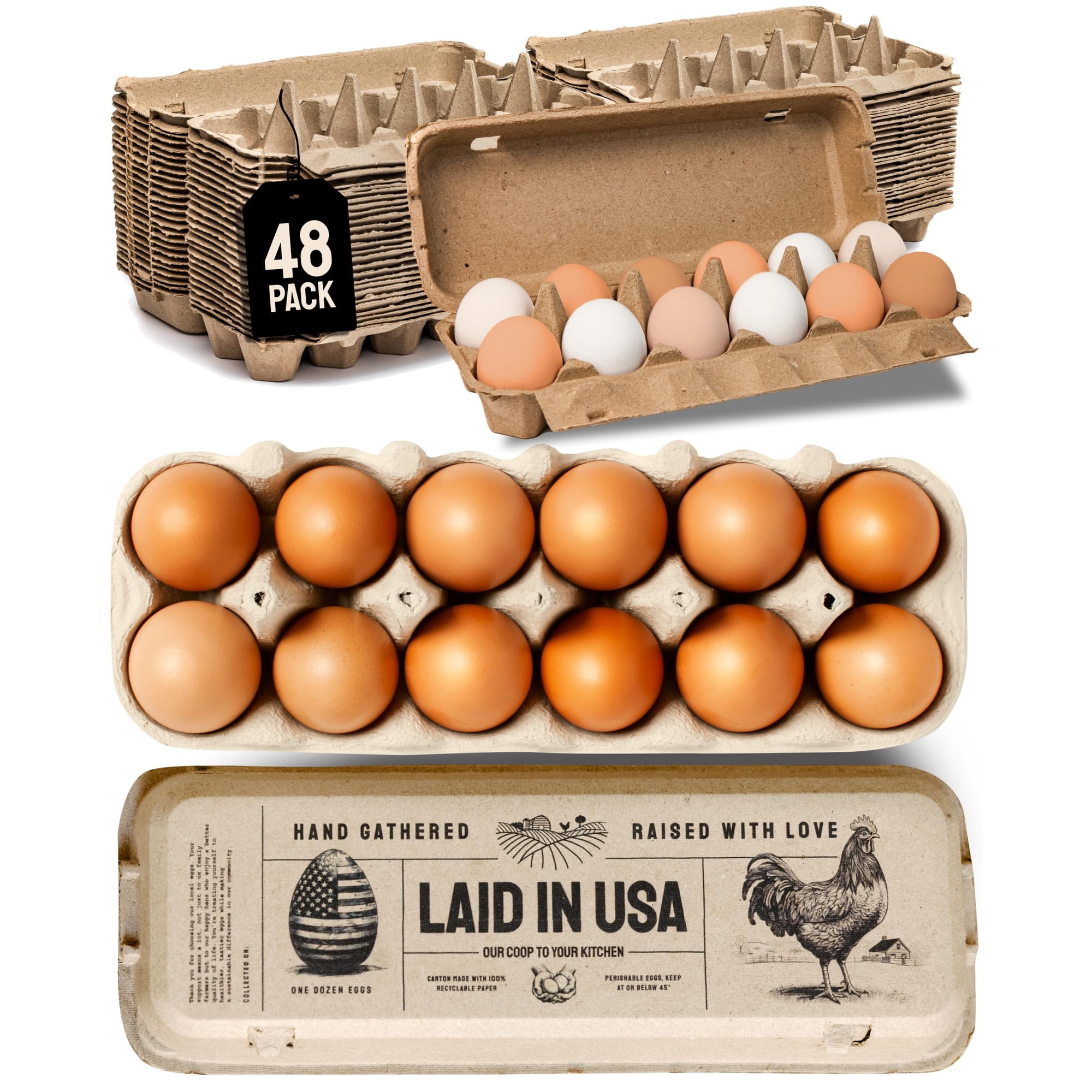 Ptcom - Cartón De Huevos Hatortempt, Pulpa De Papel Reutilizable, Paquete De 48