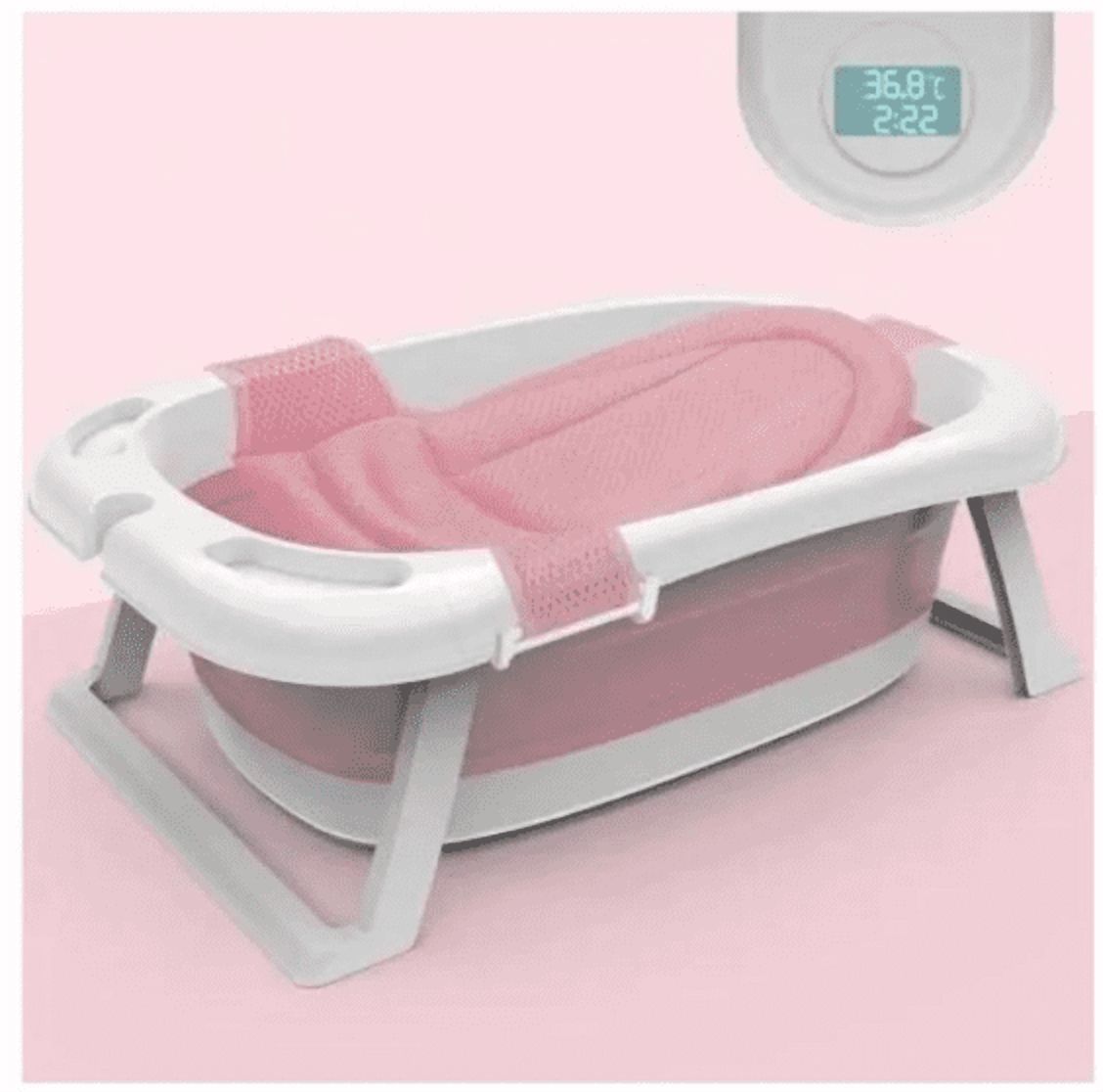 Genérico - Tina Bañera Plegable Para Bebé Antideslizante Rosa
