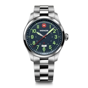 Reloj Terragraph Dial Azul 43 Mm Correa Acero Wenger