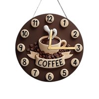 Bothyi - Reloj Colgante Con Forma De Taza De Café, Adorno De Pared 2D Para Cafetería, Cocina Y Hogar.