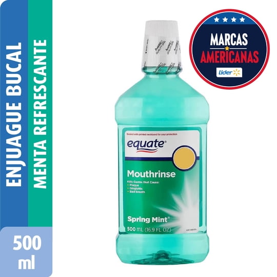 Enjuague Bucal Mouthrinse Spring Mint Botella 500 ml Equate