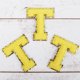 thumbnail image 1 of Xiao Hua Parche de Planchado de 3 Piezas con Letra "T" de Felpa Brillante - Tela de Chenilla Amarilla, Borde Brillante Dorado - Cosible y Planchable - Altura 3.15 Pulgadas, 1 of 4