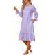thumbnail image 4 of INSPIRE CHIC Vestido de dormir de manga larga con flores para mujer, camisón suave midi con acentos de volantes y cuello redondo 2XL púrpura, 4 of 6