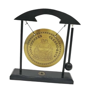 Magideal - Cobre Gong Adorno Asiático Gong Campana Mini Campanas De Viento Latón Feng Shui Escritorio Gong Cobre Chino Gong Con Soporte Para Mesa Decoración Para Estilo C