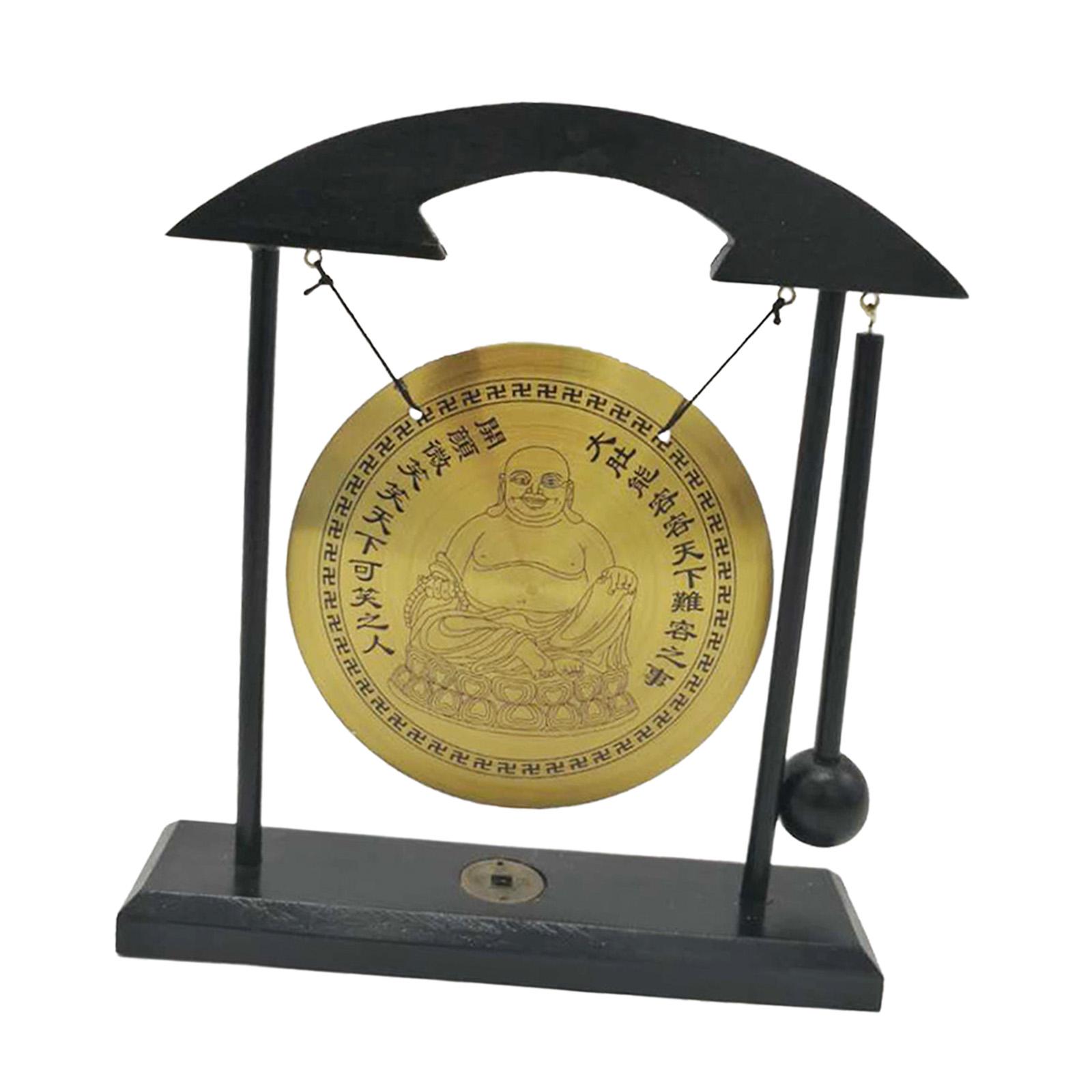 Magideal - Cobre Gong Adorno Asiático Gong Campana Mini Campanas De Viento Latón Feng Shui Escritorio Gong Cobre Chino Gong Con Soporte Para Mesa Decoración Para Estilo C