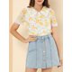 thumbnail image 5 of INSPIRE CHIC Camisa Floral Chic de Regreso a Clases para Mujer, Manga Corta, Cuello de Encaje Peter Pan, Botones al Frente, Blusa Blanca XS, 5 of 8
