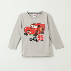 Polera Manga Larga Niño Cars Piston Cup Beige Disney