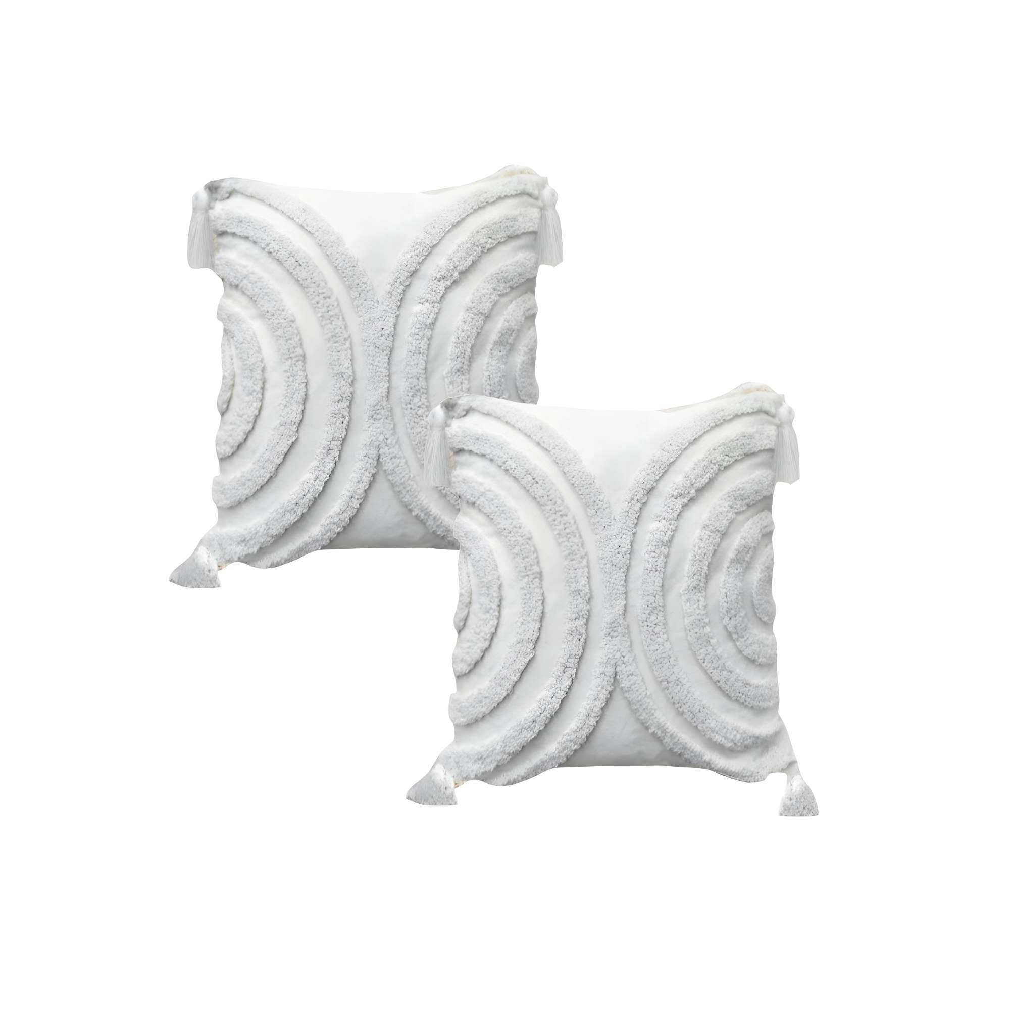 Genérico - Set De 2 Fundas De Cojin Tufting 45x45 Cm Blanco 09
