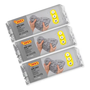 Pack De 3 Masas De Modelar Jovi Airdry Clay Gris 500 Grs.