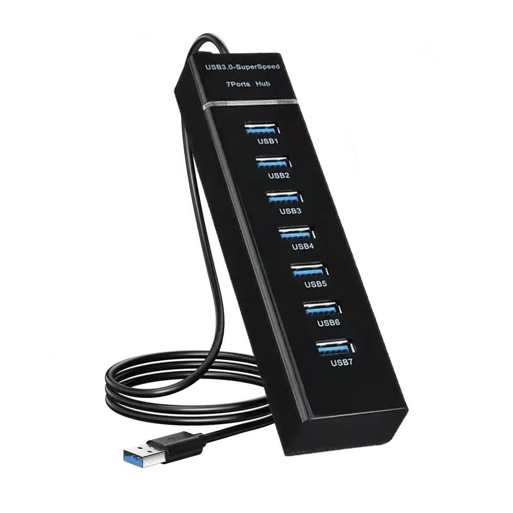Genérico - Hub Usb 3.0 De 7 Puertos Y Cable De 120cm