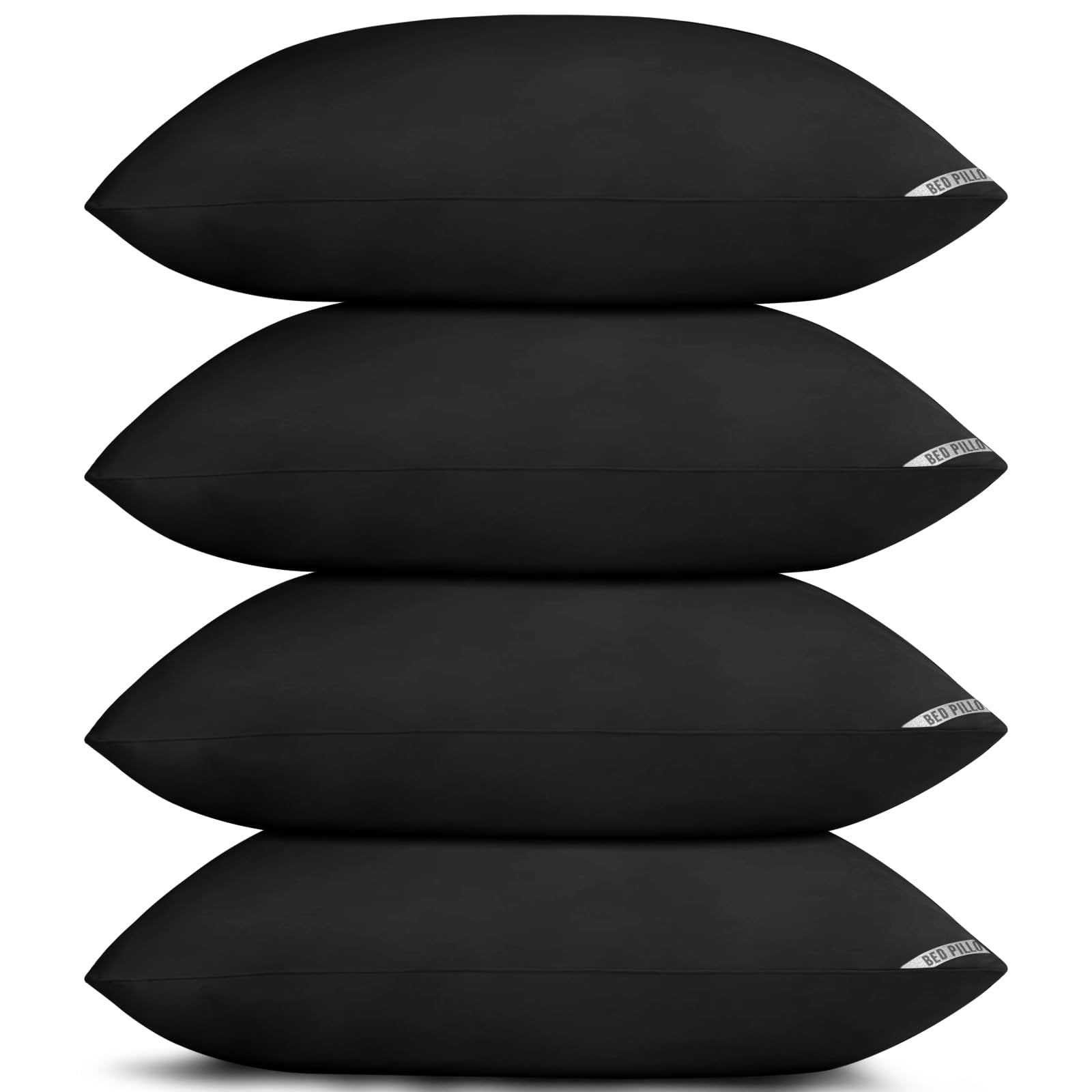 Almohadas De Cama Piwaal Down Alternative King Size, Paquete De 4 Unidades, Negras